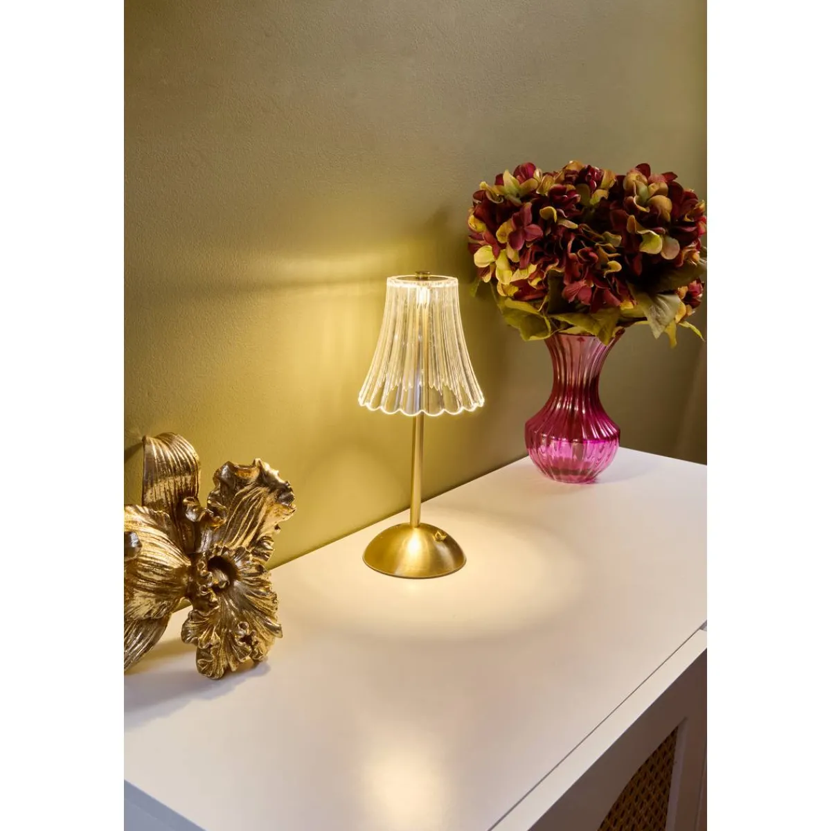 Atmosphera Lampes Led*Lampe led Batterie "Aneth" Beige