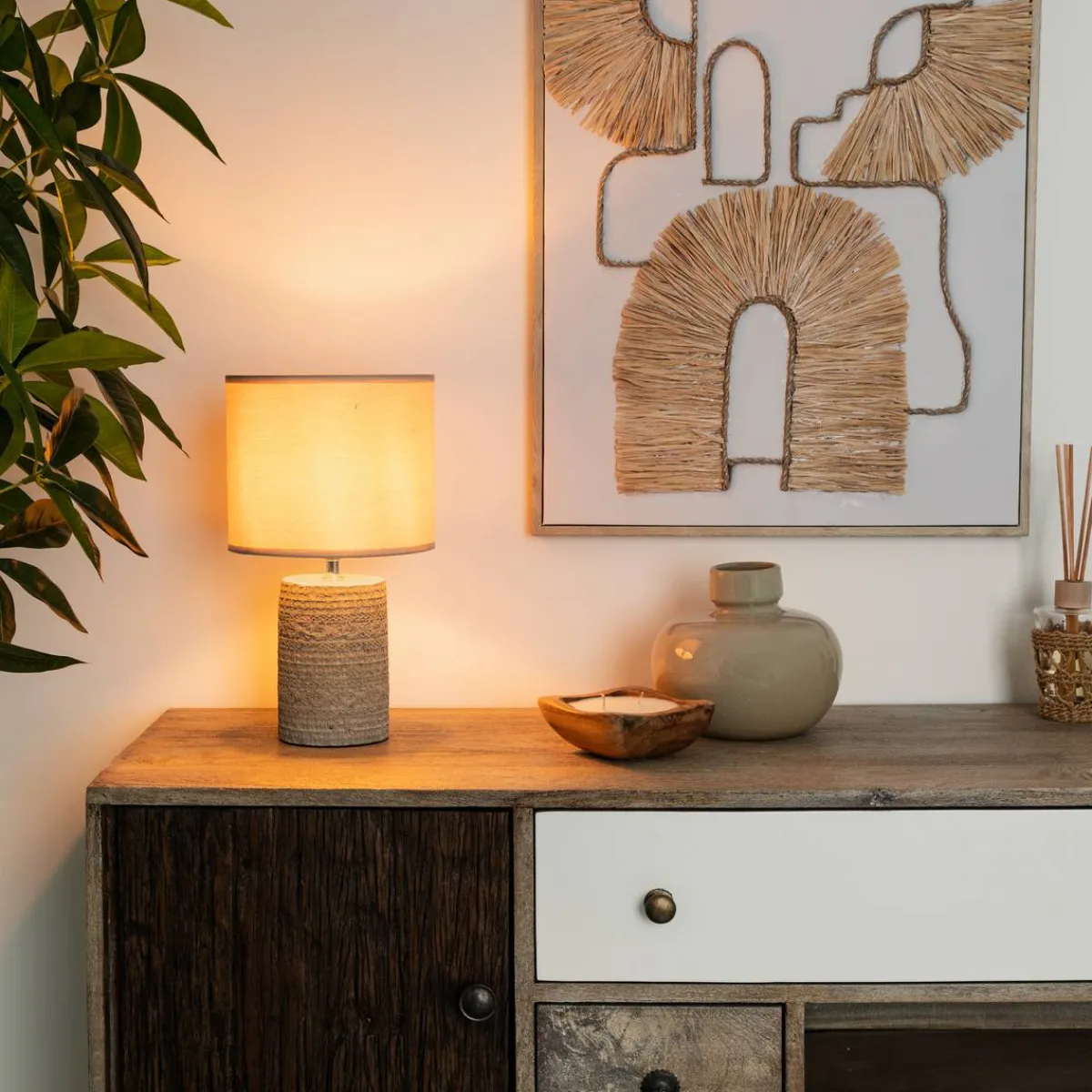 Atmosphera Lampes De Chevet*Lampe "Melo", céramique Boisnaturel