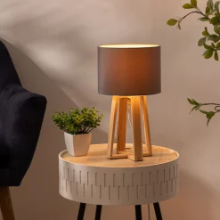 Atmosphera Lampes De Chevet*Lampe "Molu" bois Noirmat