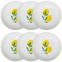Atmosphera Assiettes Creuses*Lot de 6 assiettes creuses "Citron" Gris
