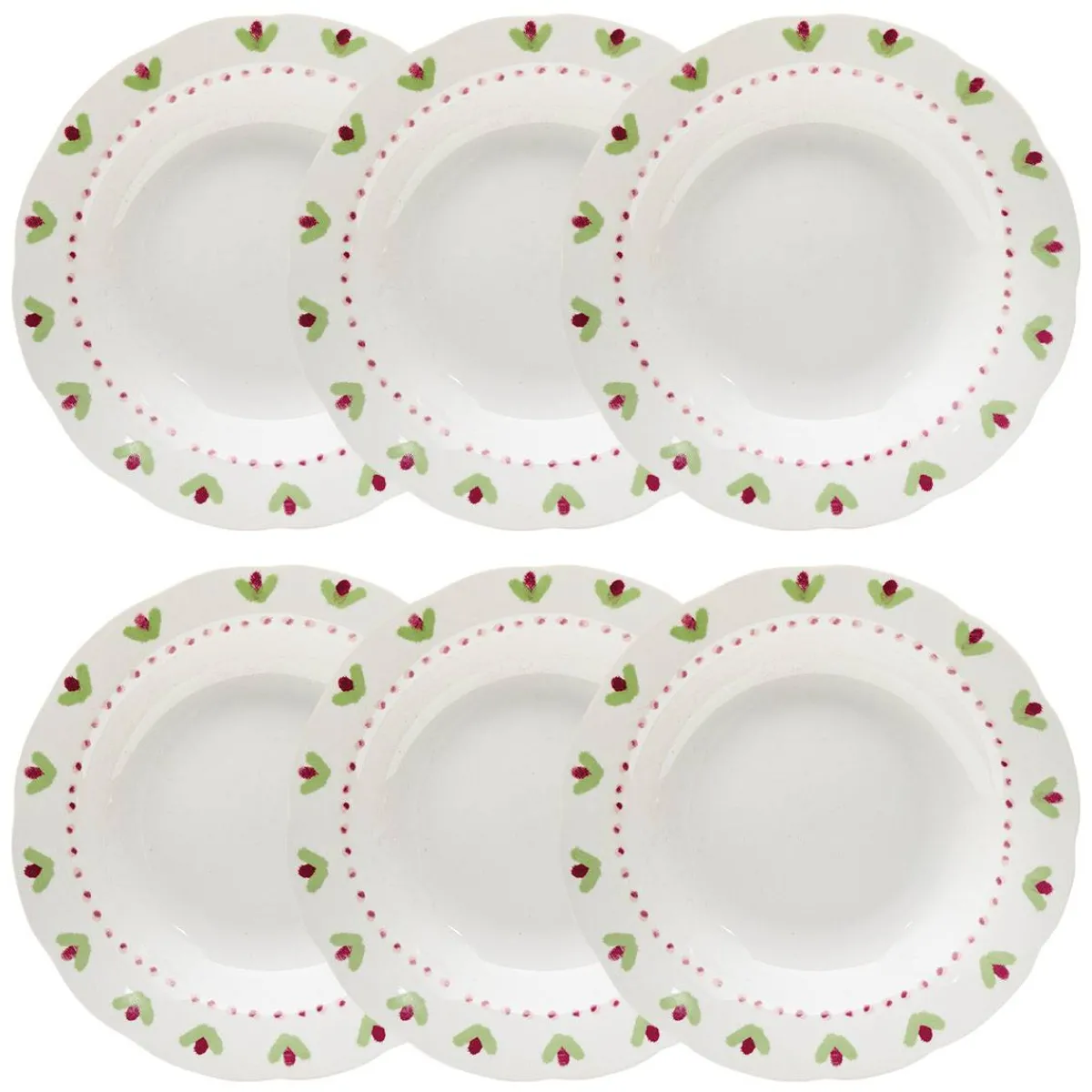 Atmosphera Assiettes Creuses*Lot de 6 assiettes creuses "Fleur De Rose" Moccha