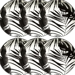 Atmosphera Assiettes Creuses*Lot de 6 assiettes creuses "Palme" Gris