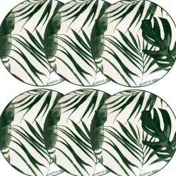 Atmosphera Assiettes Creuses*Lot de 6 assiettes creuses "Palme" Blanc