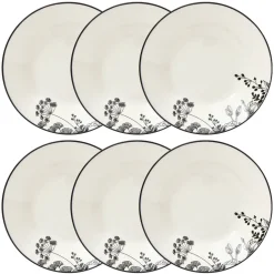 Atmosphera Assiettes Creuses*Lot de 6 assiettes creuses  "White Floral" Vert