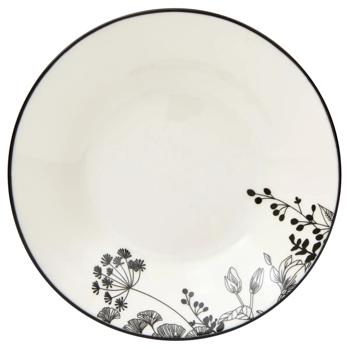 Atmosphera Assiettes Creuses*Lot de 6 assiettes creuses "White Floral" Vert