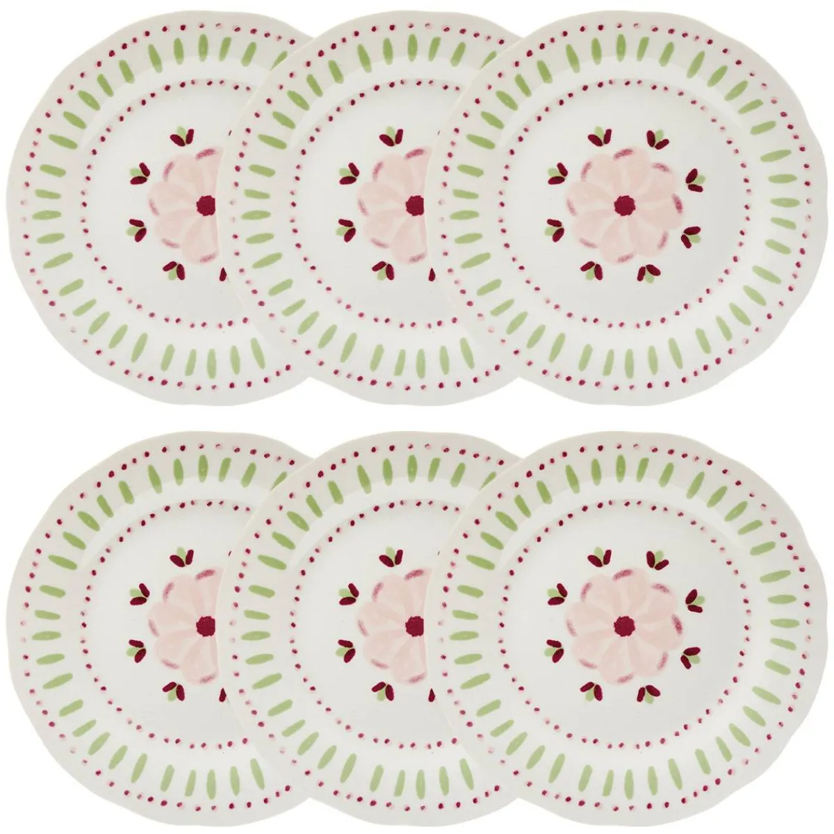 Atmosphera Assiettes À Dessert*Lot de 6 assiettes à dessert "Fleur De Rose" Jaune