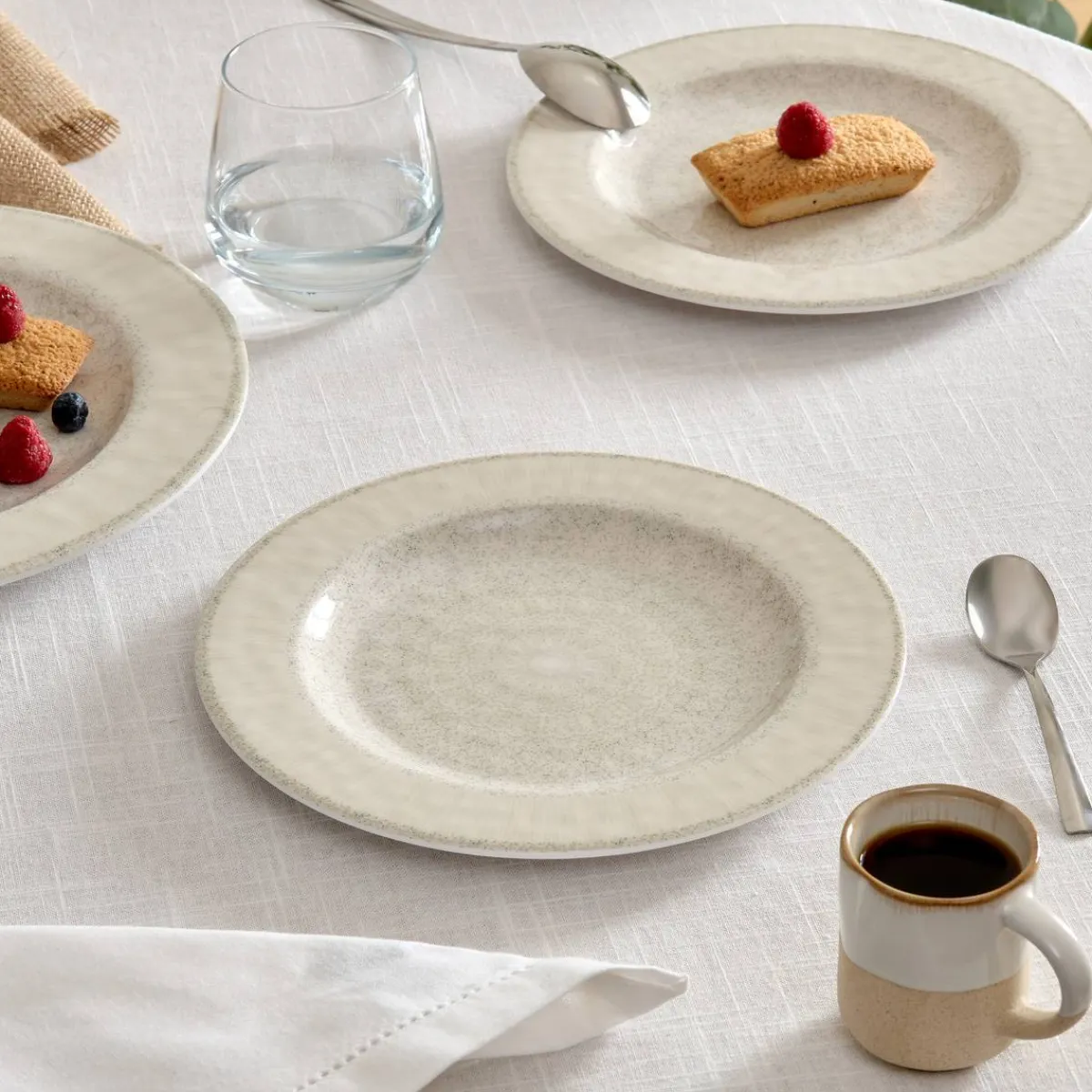 Atmosphera Art De La Table D'Extérieur|Assiettes À Dessert*Lot de 6 assiettes à dessert "Solene" Beige