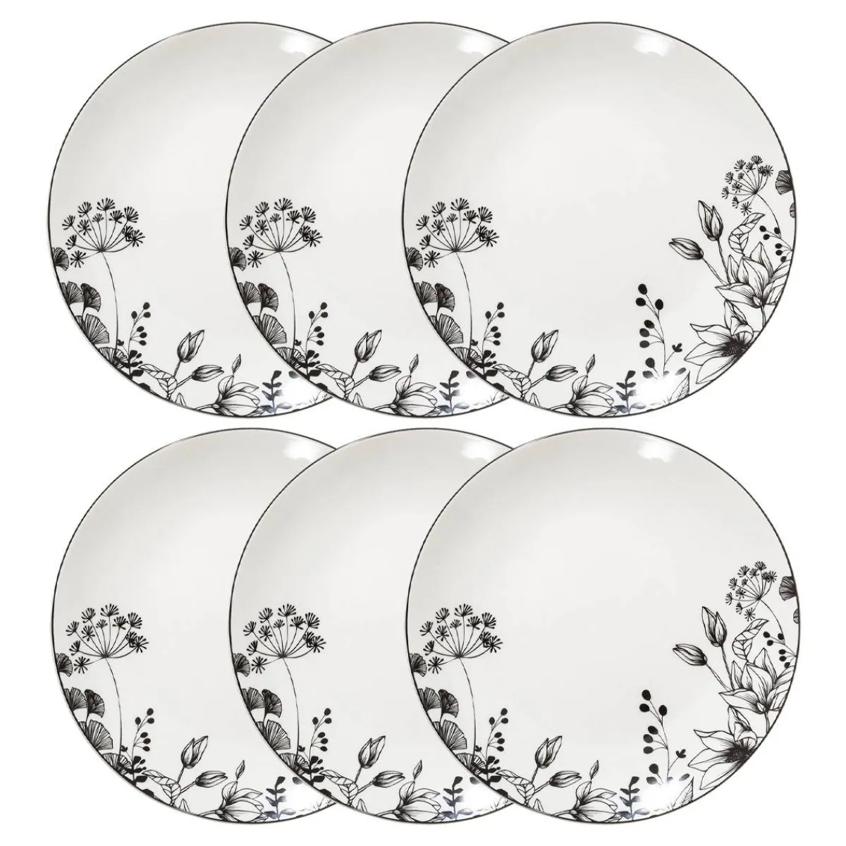Atmosphera Assiettes À Dessert*Lot de 6 assiettes à dessert "White Floral" Bleu