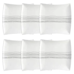 Atmosphera Assiettes Plates*Lot de 6 assiettes plates "Lignes" Champagne