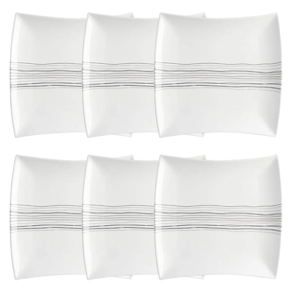 Atmosphera Assiettes Plates*Lot de 6 assiettes plates "Lignes" Champagne