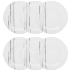 Atmosphera Assiettes Plates*Lot de 6 assiettes plates "Lignes" Blanc