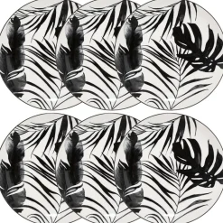 Atmosphera Assiettes Plates*Lot de 6 assiettes plates "Palme" Vert