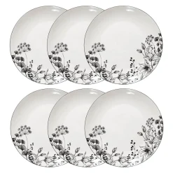 Atmosphera Assiettes Plates*Lot de 6 assiettes plates "White Floral" Blanc