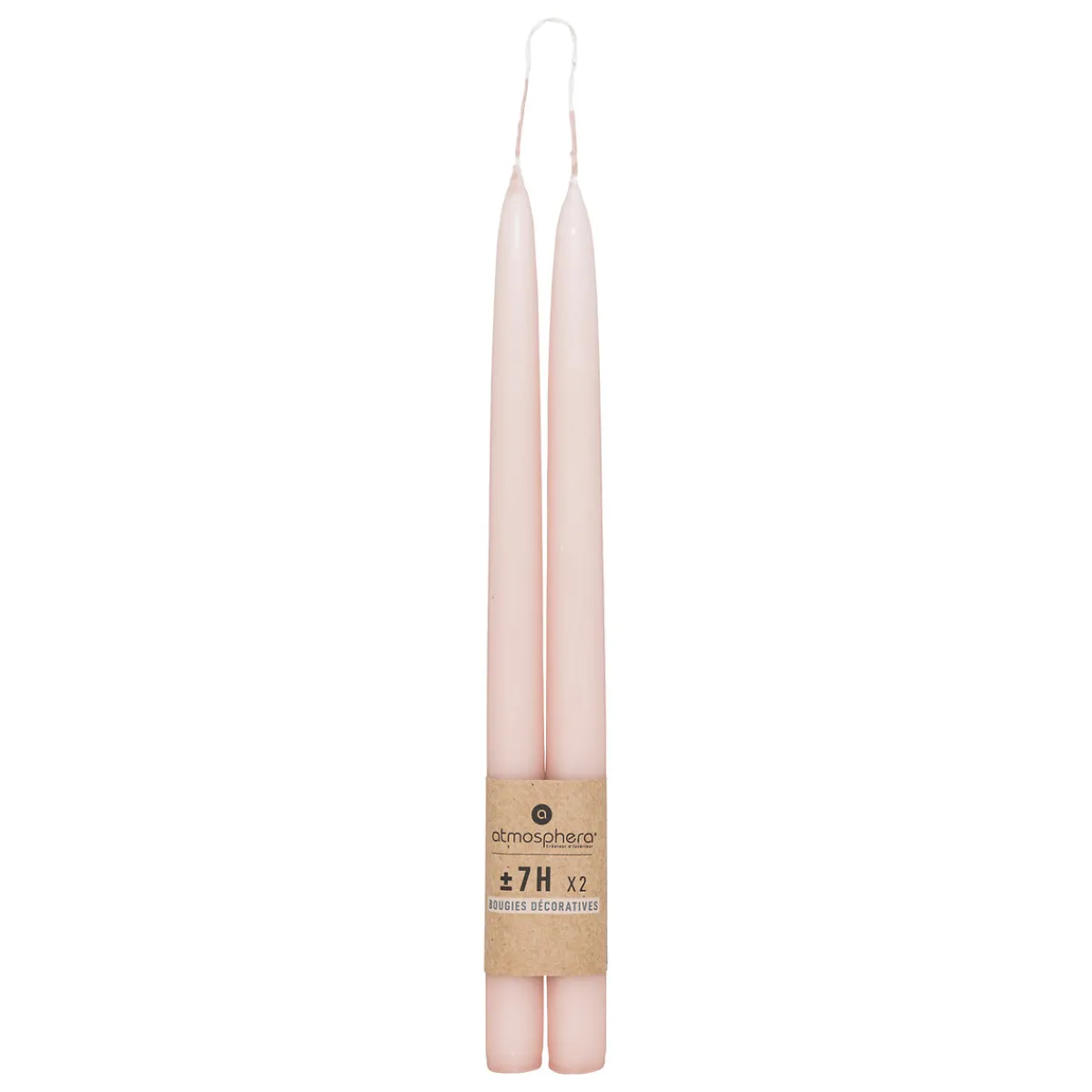 Atmosphera Bougies*Lot de 2 bougies bâtons "Hugo" Blanc
