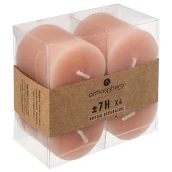Atmosphera Bougies*Lot de 4 bougies rustiques "Olia" Rouge