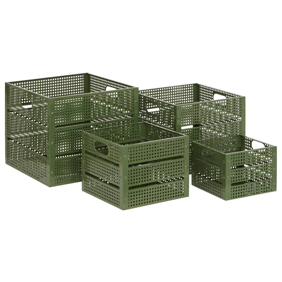 Atmosphera Boites De Rangement*Lot de 4 caisses "Azae" Vert