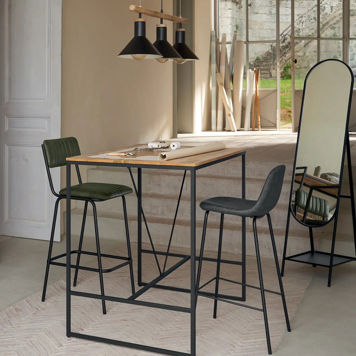 Atmosphera Chaises De Bar*Lot de 2 chaises de bar "Vladi" Blanc