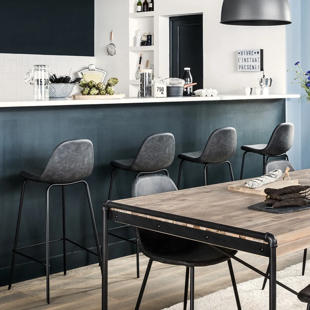 Atmosphera Chaises De Bar*Lot de 2 chaises de bar "Vladi" Blanc