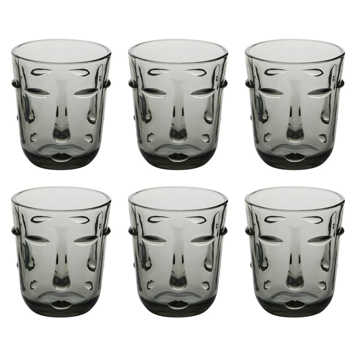 Atmosphera Verres À Eau*Lot de 6 gobelets bas "Visage" Transparent