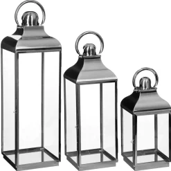 Atmosphera Eclairage D'Extérieur|Lanternes*Lot de 3 lanternes d'extérieur Argenté Noir