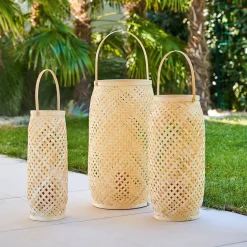 Atmosphera Lanternes*Lot de 3 lanternes d'intérieur NOOR Beige Blanc