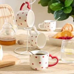 Atmosphera Tasses, Mugs*Lot de 4 mugs "Valentine" Beige