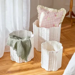 Atmosphera Paniers De Rangement*Lot de 3 paniers de rangement "Fleur de rose" Beige