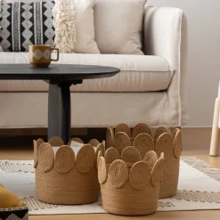 Atmosphera Paniers De Rangement*Lot de 3 paniers ronds "Inuit dreams" Terracotta