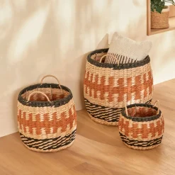 Atmosphera Paniers De Rangement*Lot de 3 paniers "Wonja" Multicolore