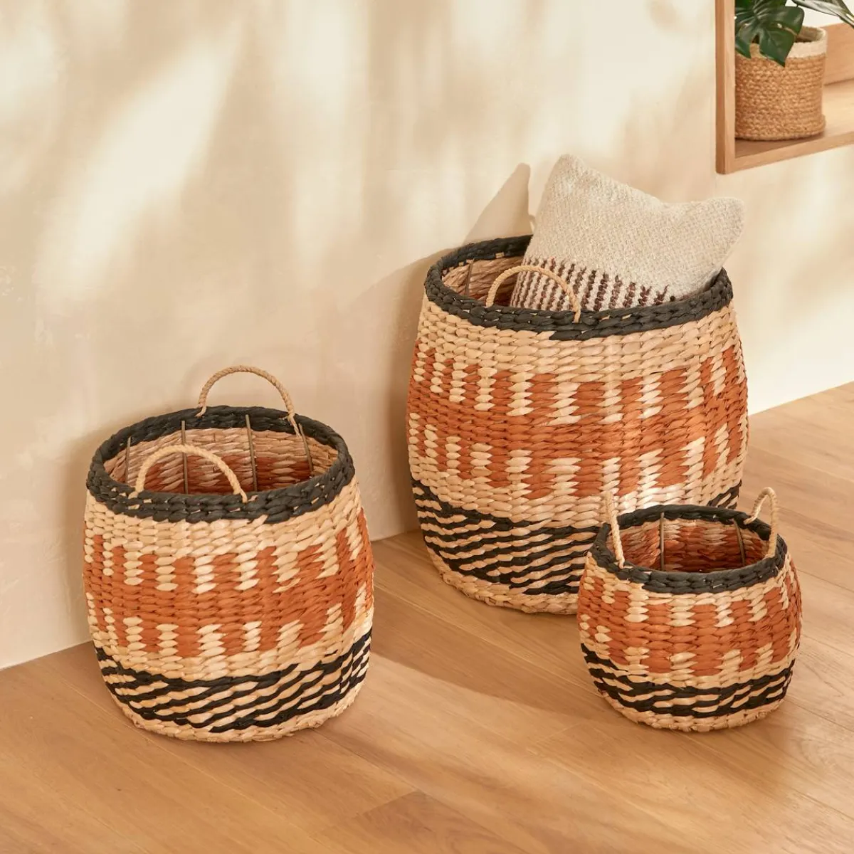 Atmosphera Paniers De Rangement*Lot de 3 paniers "Wonja" Multicolore