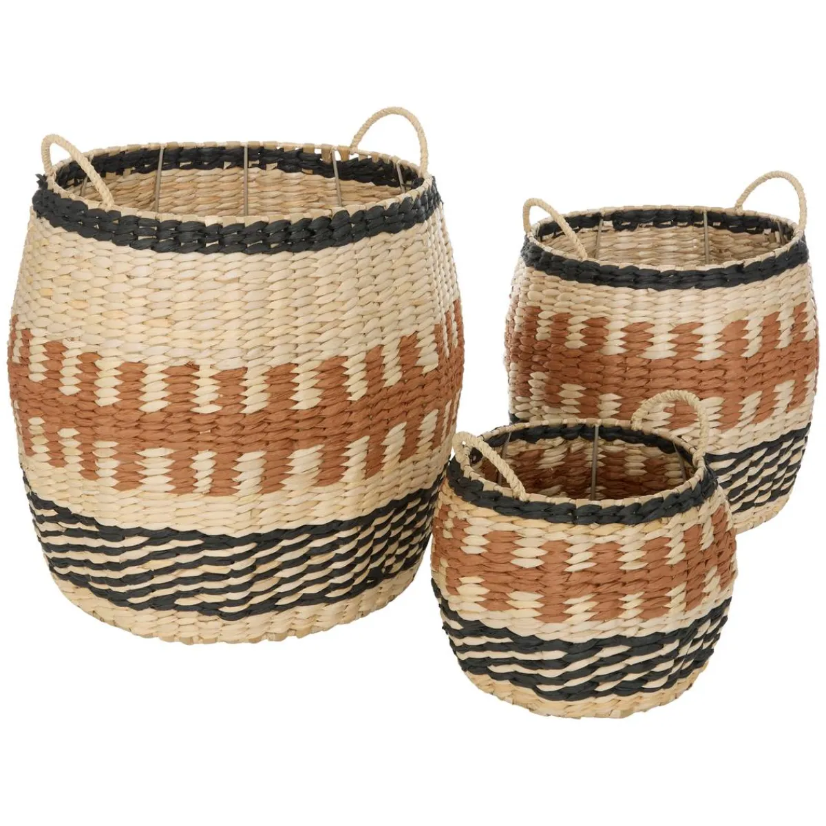 Atmosphera Paniers De Rangement*Lot de 3 paniers "Wonja" Multicolore