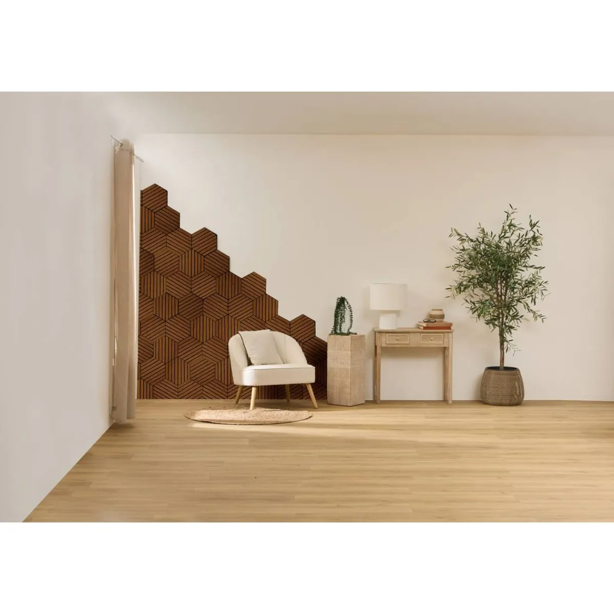 Atmosphera Panneau Mural Décoratif*Lot de 3 panneaux décoratifs tasseaux bois Colva Beige
