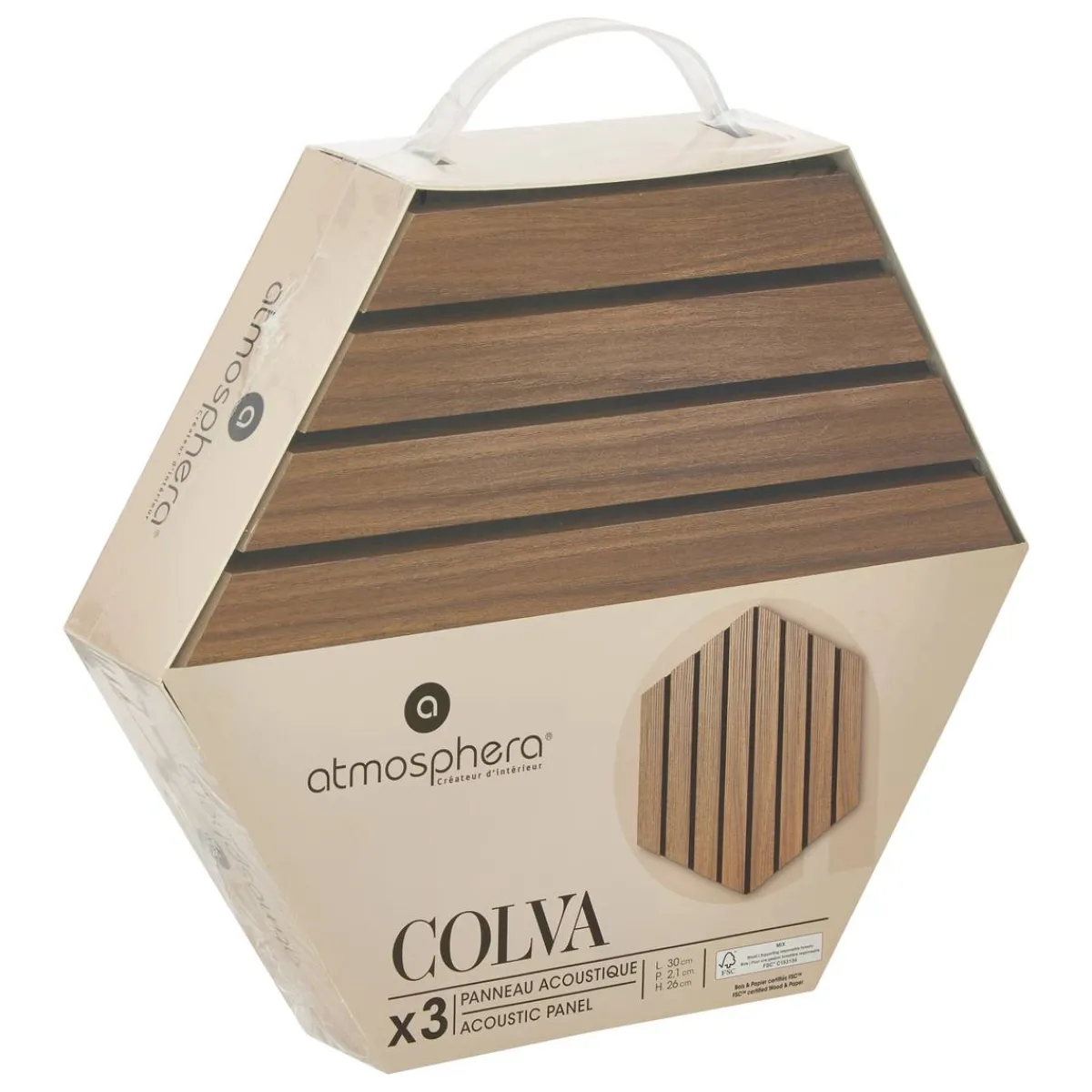 Atmosphera Panneau Mural Décoratif*Lot de 3 panneaux décoratifs tasseaux bois Colva Beige