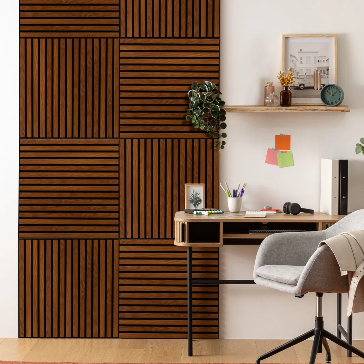 Atmosphera Panneau Mural Décoratif|Décoration En Bois*Lot de 2 panneaux décoratifs tasseaux bois Colva Doré