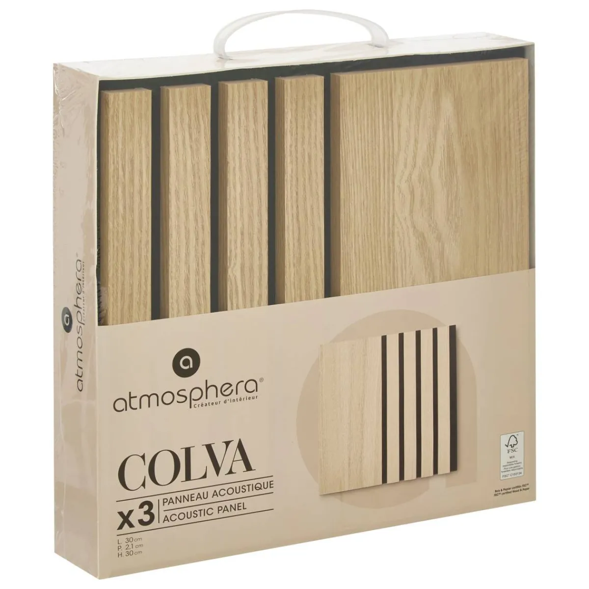 Atmosphera Panneau Mural Décoratif|Décoration En Bois*Lot de 3 panneaux décoratifs tasseaux bois Colva Beige