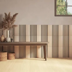 Atmosphera Panneau Mural Décoratif|Décoration En Bois*Lot de 3 panneaux décoratifs tasseaux bois Colva Beige