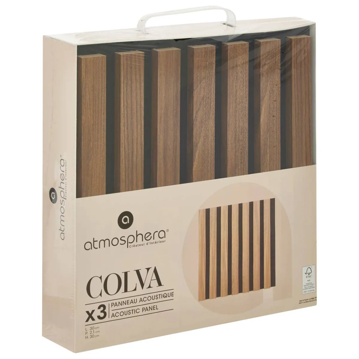 Atmosphera Panneau Mural Décoratif|Décoration En Bois*Lot de 3 panneaux décoratifs tasseaux bois Colva Noir