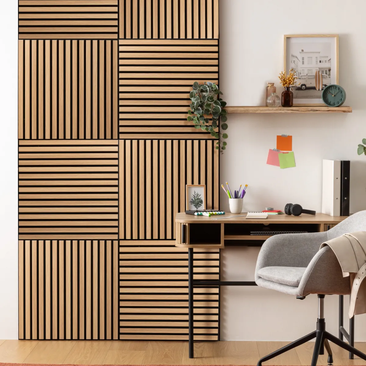 Atmosphera Panneau Mural Décoratif|Décoration En Bois*Lot de 3 panneaux décoratifs tasseaux bois Colva Beige