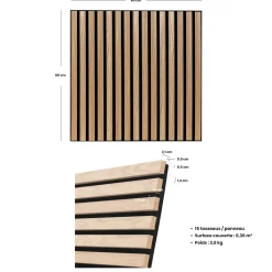 Atmosphera Panneau Mural Décoratif|Décoration En Bois*Lot de 3 panneaux décoratifs tasseaux bois Colva Beige