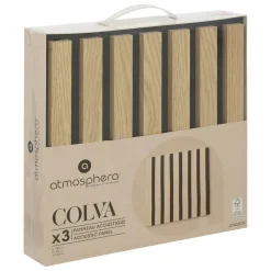 Atmosphera Panneau Mural Décoratif|Décoration En Bois*Lot de 3 panneaux décoratifs tasseaux bois Colva Boisnaturel
