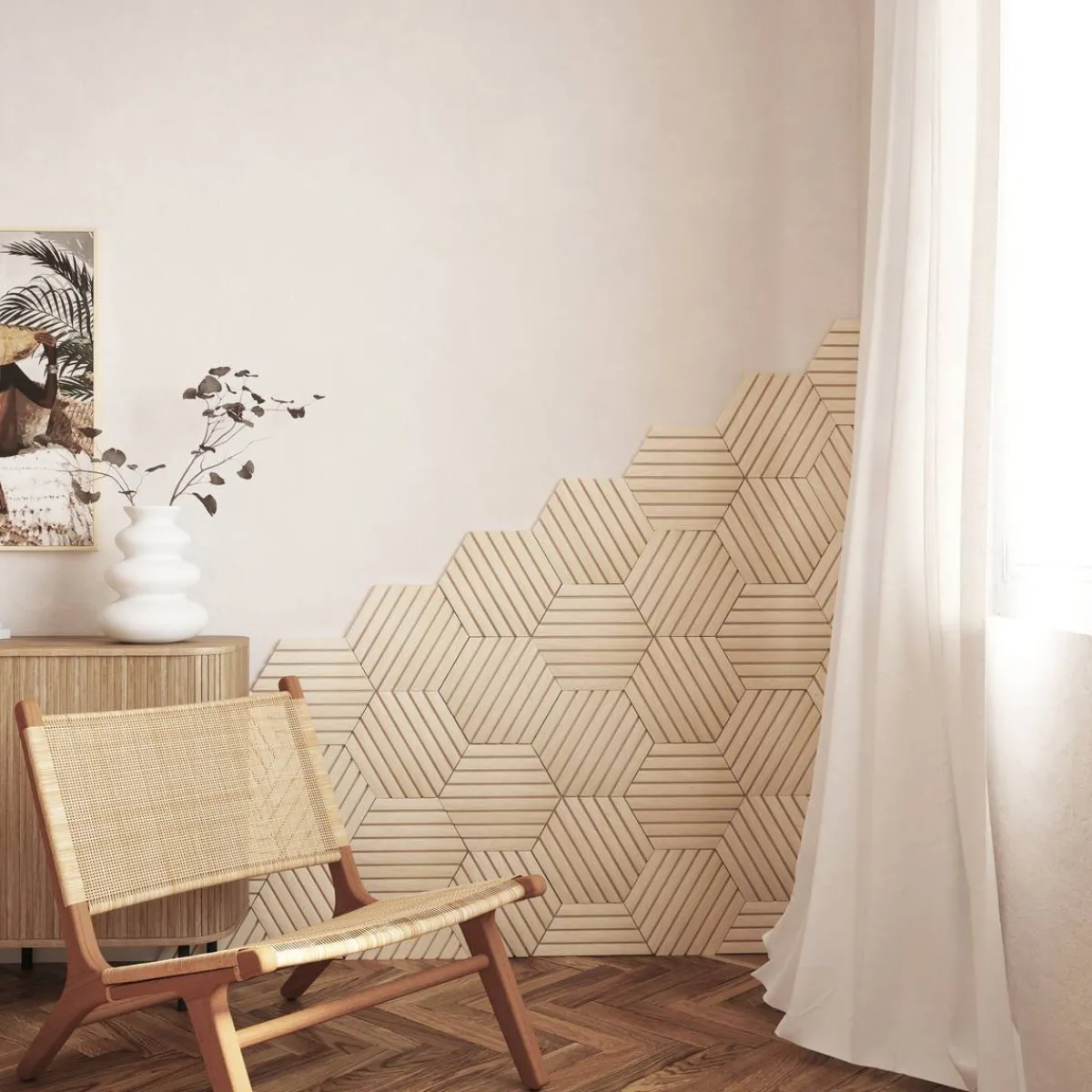 Atmosphera Panneau Mural Décoratif|Décoration En Bois*Lot de 3 panneaux décoratifs tasseaux bois Colva