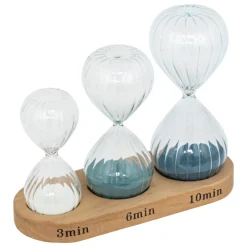 Atmosphera Objets À Poser*Lot de 3 sabliers avec support bois Bleu