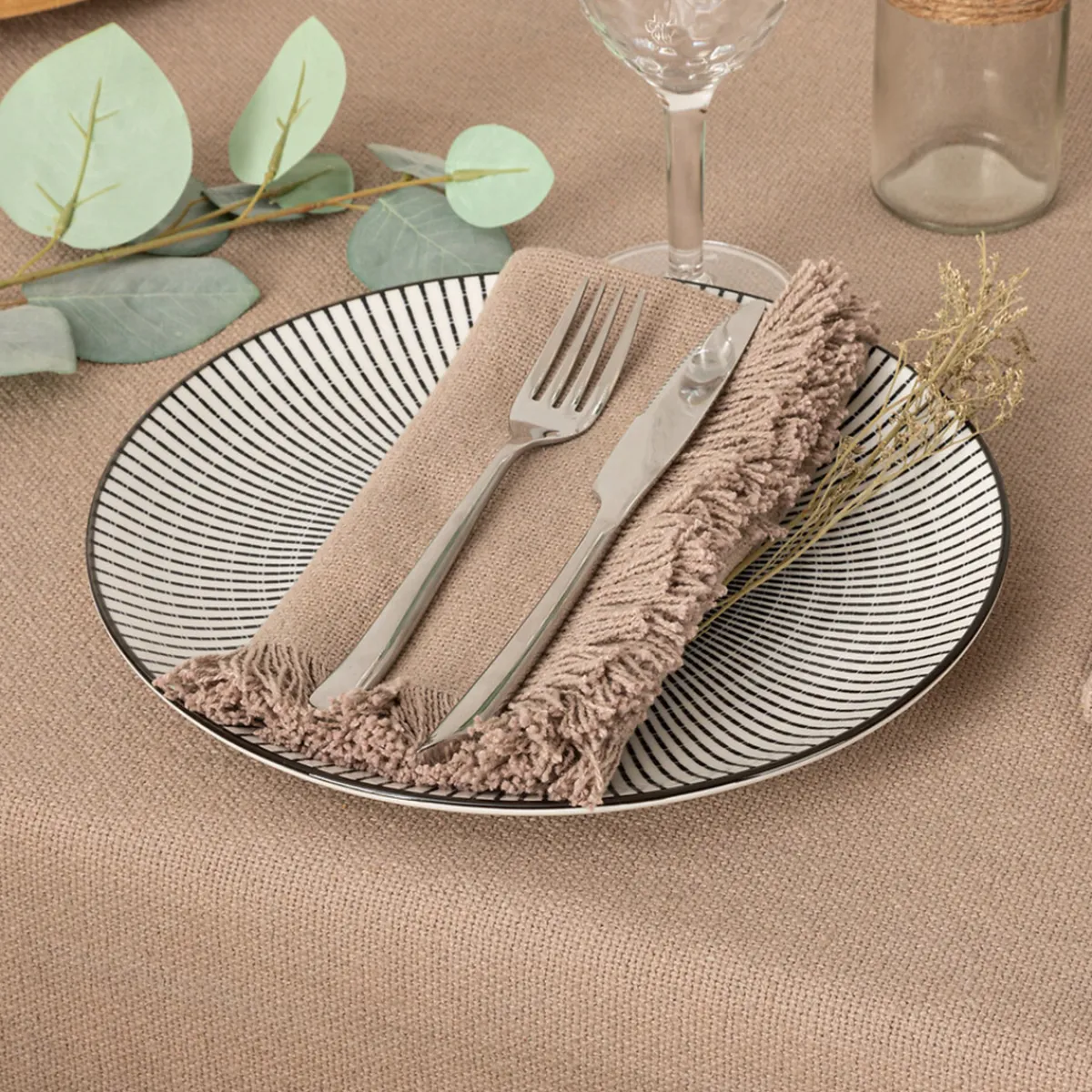 Atmosphera Sets De Table, Serviettes|Sets De Table*Lot de 2 serviettes de table "Maha" Vert