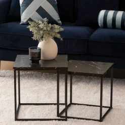 Atmosphera Tables D'Appoint*Lot de 2 tables basses "Jones" Noir