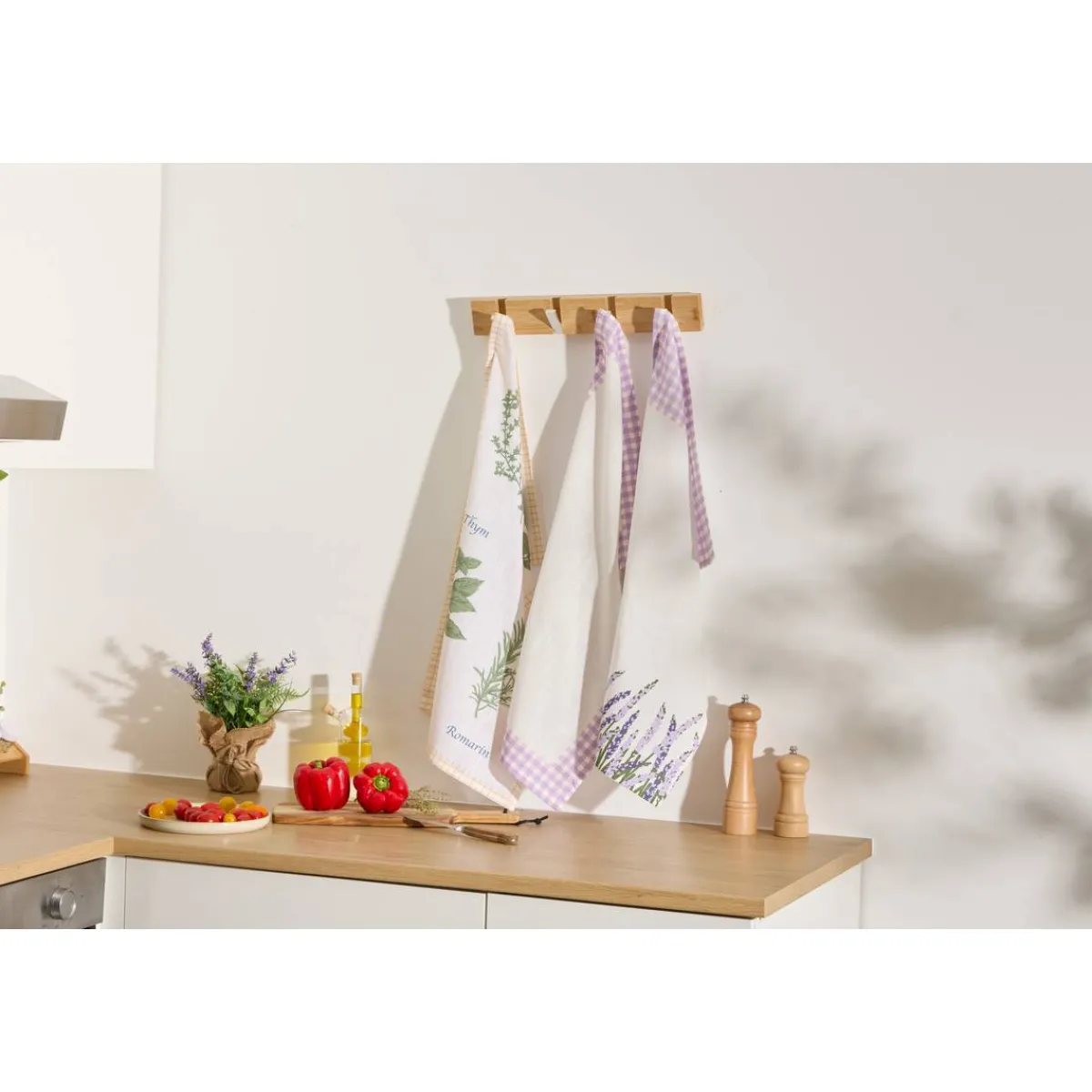 Atmosphera Sets De Table, Serviettes|Sets De Table*Lot de 3 torchons "Garrigue" Grisfoncé