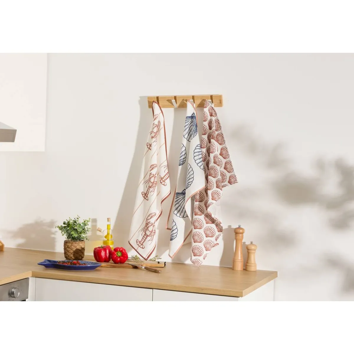 Atmosphera Sets De Table, Serviettes|Sets De Table*Lot de 3 torchons "Oceania" Vertkaki