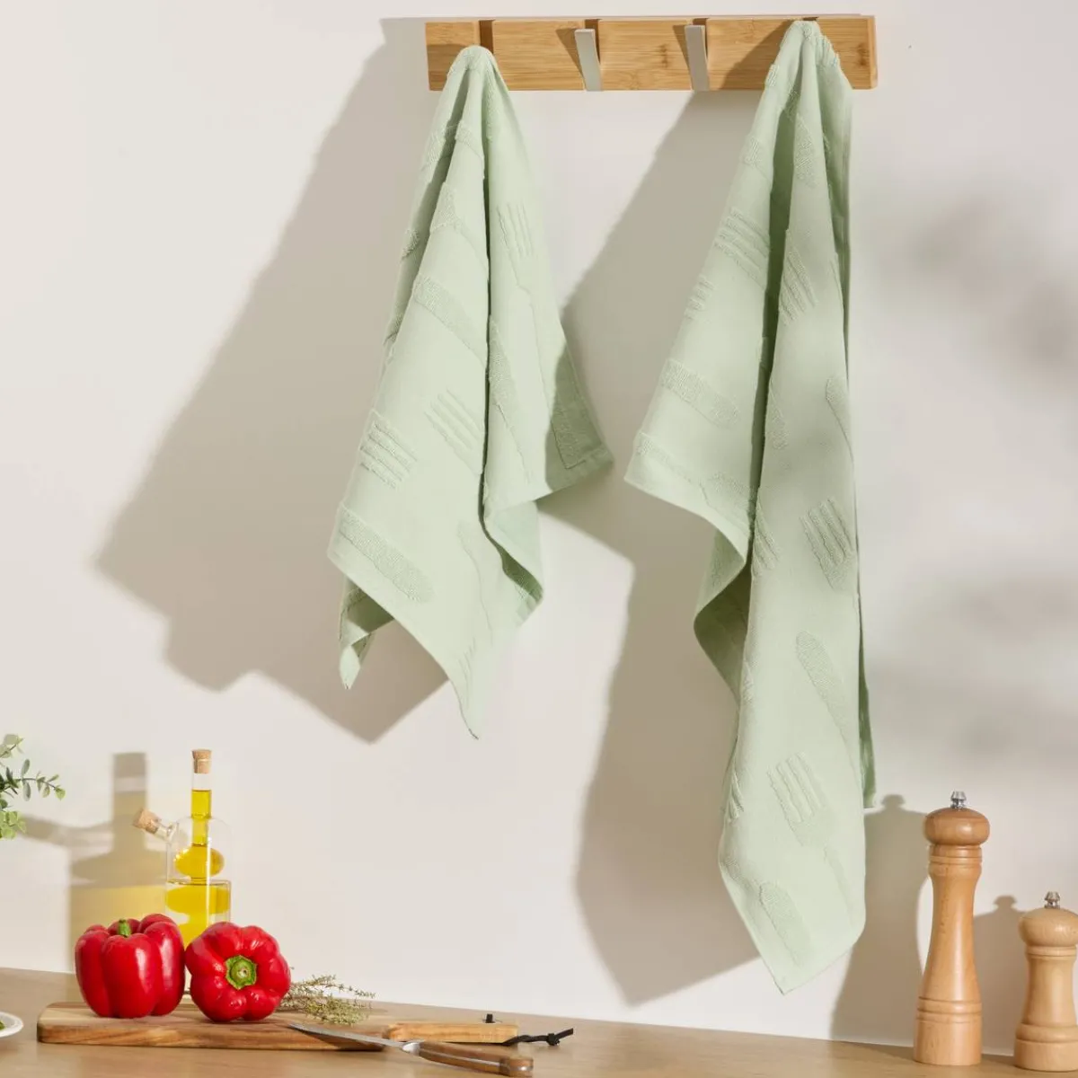 Atmosphera Sets De Table, Serviettes|Sets De Table*Lot de 2 torchons "Terry" Noir
