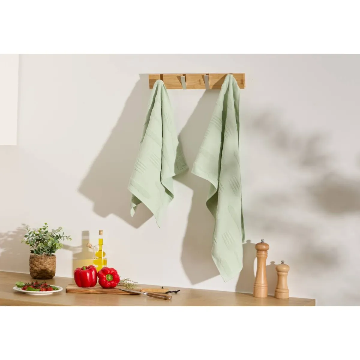 Atmosphera Sets De Table, Serviettes|Sets De Table*Lot de 2 torchons "Terry" Noir