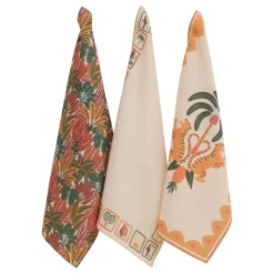 Atmosphera Sets De Table, Serviettes|Sets De Table*Lot de 3 torchons "Tropical" Roseterracotta
