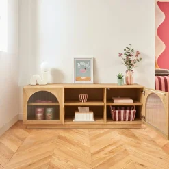 Atmosphera Meubles Tv*Meuble TV 2 portes 3 étagères "Lousada" Marron